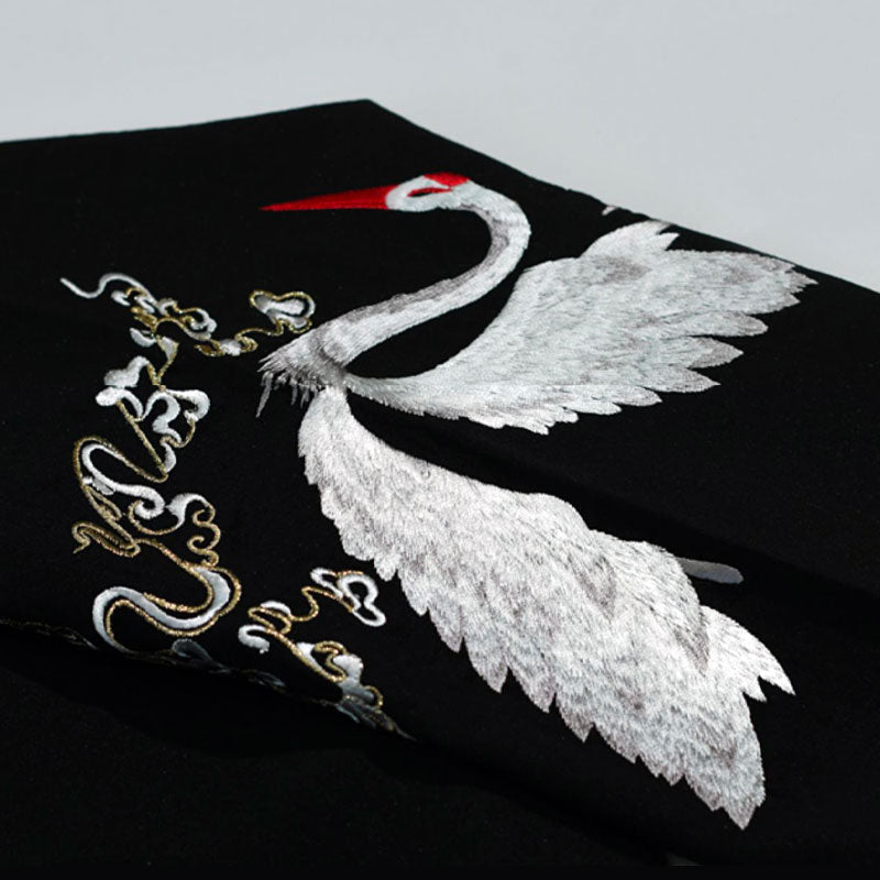 Morden Chinese Style Embroidered Crane Cross Collar Hanfu Shirt Top-06
