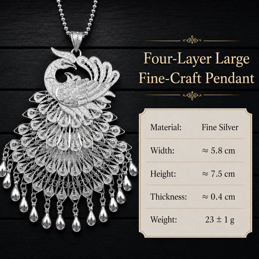 Chinese Heritage Phoenix Filigree Statement Pendant in 999 Fine Silver-06