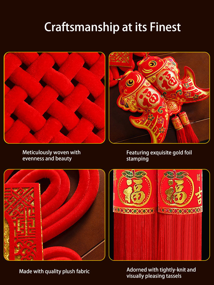 Fortune Comes to My Home - Auspicious Double Fish Tassel Red Chinese Knot Living Room Decoration Hanging Ornament for Housewarming-07