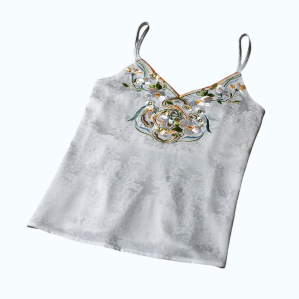 Chinese Style Jasmine Embroidered Hanfu Inner-Layer Camisole - Jacquard Satin-05