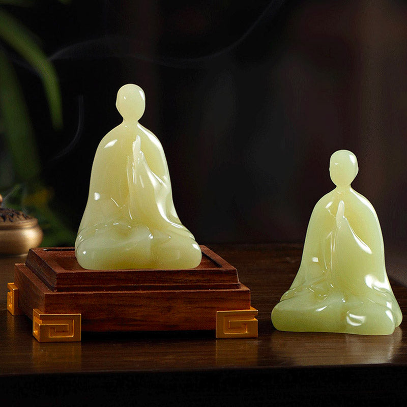 Natural Cyan Jade Formless Buddha Statue – Zen Miniature Art Piece-06