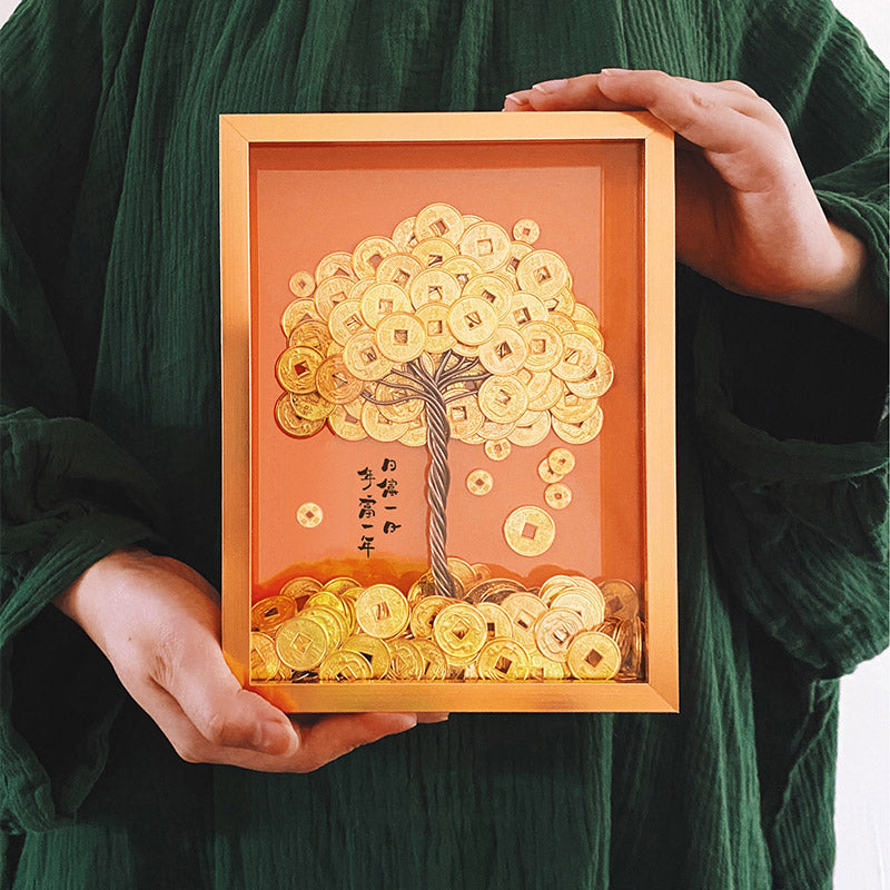 Golden Money Tree Calligraphy Wall Art - 'Wealth Comes from All Directions, Joy Remains Always' Business Gifts-08
