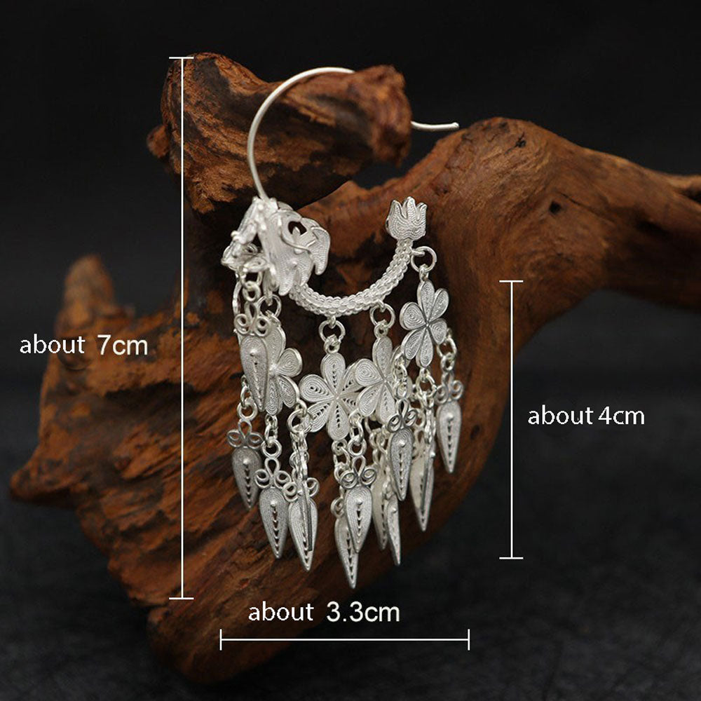 Handmade Auspicious Chinese Dragon Filigree Silver Earrings-04