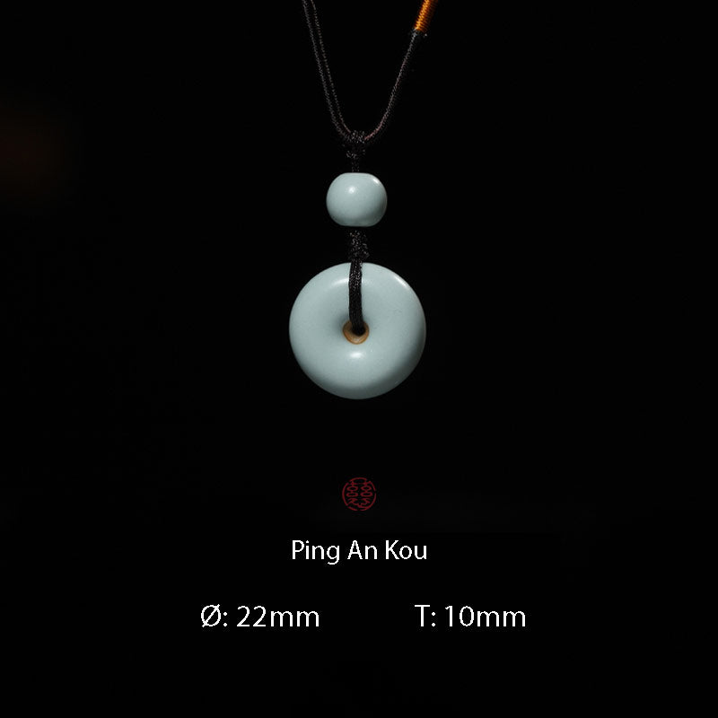 Jingdezhen Ru Kiln Peace Knot Pendant Necklace – A Thoughtful Birthday Gift for Mom or Wife-08