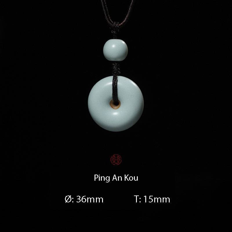 Jingdezhen Ru Kiln Peace Knot Pendant Necklace – A Thoughtful Birthday Gift for Mom or Wife-09