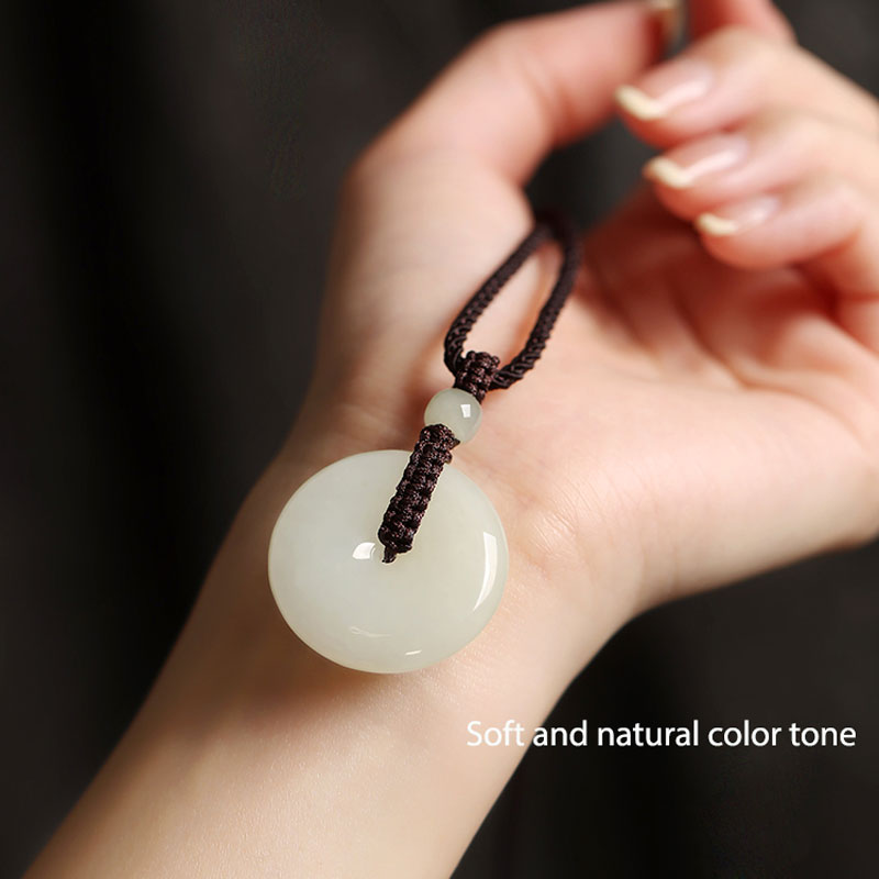 Natural Hetian Qingshui Jade Ping An Kou Jade Pendant Necklace Couple Gift-05