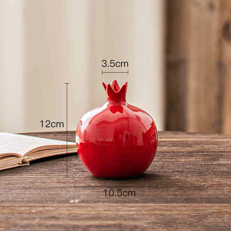 Chinese Auspicious Red Pomegranate-Shaped Ceramic Vase Decoration-10