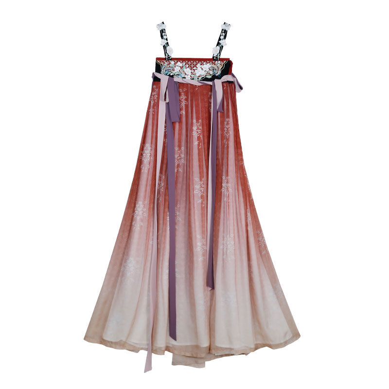 Quietly Awaiting Blossoms - Tang Dynasty Inspired Chest-length Dress Hanfu Skirt Set