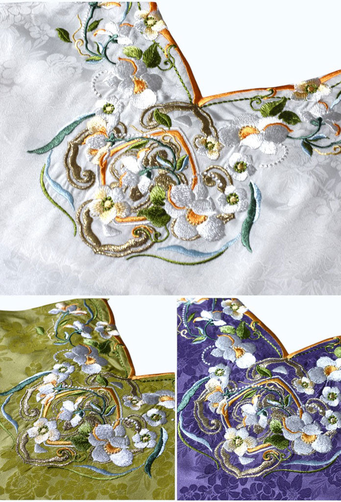Chinese Style Jasmine Embroidered Hanfu Inner-Layer Camisole - Jacquard Satin-10