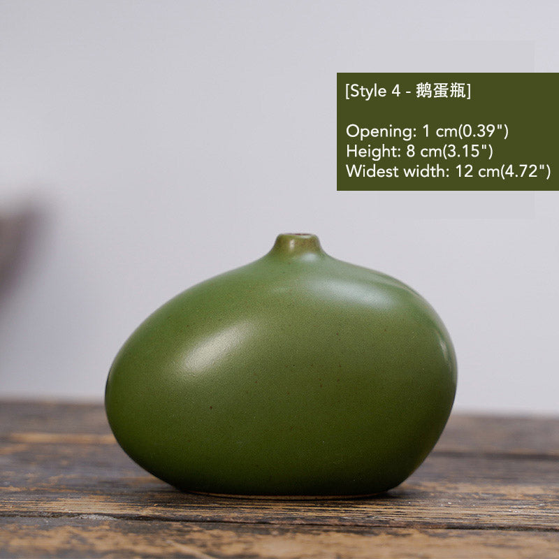 Vintage Distressed Ceramic Small Flower Vase Chinese Zen-style Vase Ornaments-08