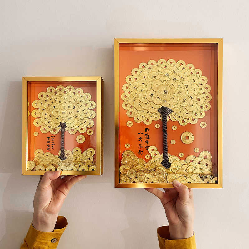 Golden Money Tree Calligraphy Wall Art - 'Wealth Comes from All Directions, Joy Remains Always' Business Gifts-10