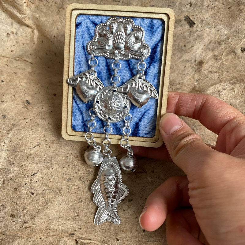 Guizhou Miao-Inspired Tie-Dye Alloy Fridge Magnet | Butterfly & Bell Motifs
