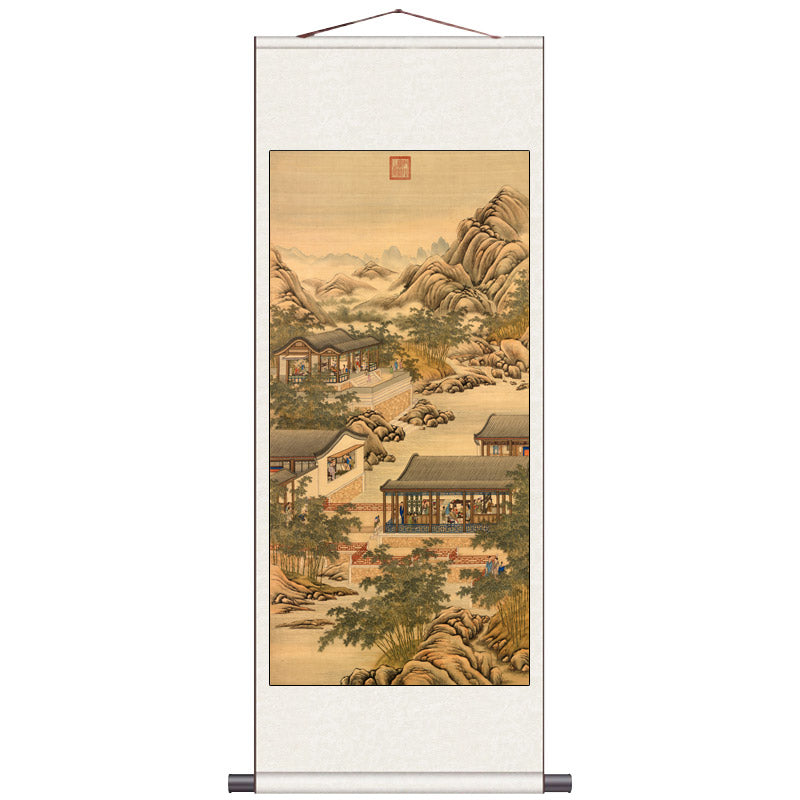 Leisure Time at the Yuanmingyuan in the Twelfth Month of the Yongzheng Reign - Traditional Chinese Silk Scroll Painting Reproduction-10
