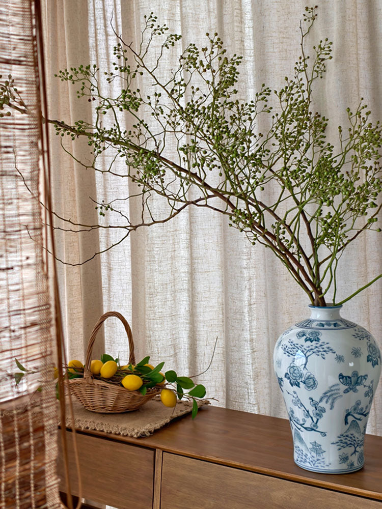 Song Dynasty-Inspired Elegance Hand-Painted Blue & White Porcelain Vase-12