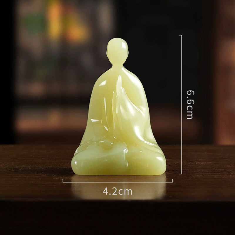 Natural Cyan Jade Formless Buddha Statue – Zen Miniature Art Piece-08