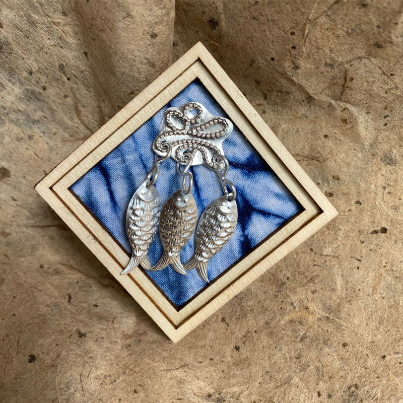 Guizhou Miao-Inspired Tie-Dye Alloy Fridge Magnet | Butterfly & Bell Motifs