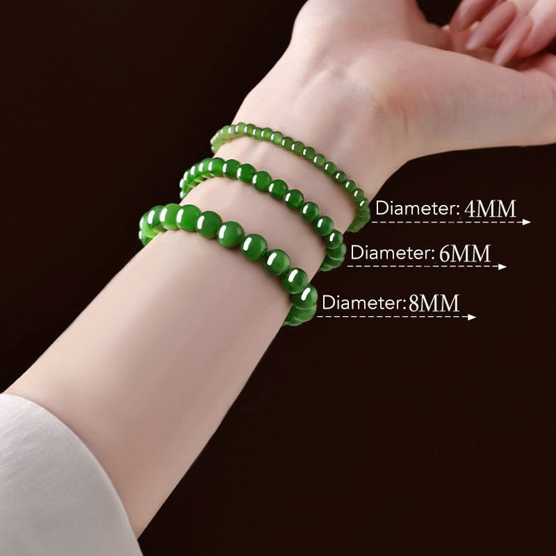 Select-Grade Natural Hetian Jade Bead Bracelet-11