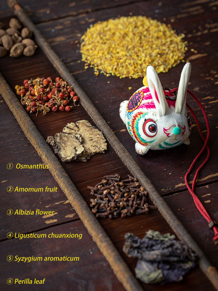 Adorable Bunny Osmanthus Scented Sachet Hand Embroidery Hanging Pendant Herbal Calming Blessing Bag Gift-04