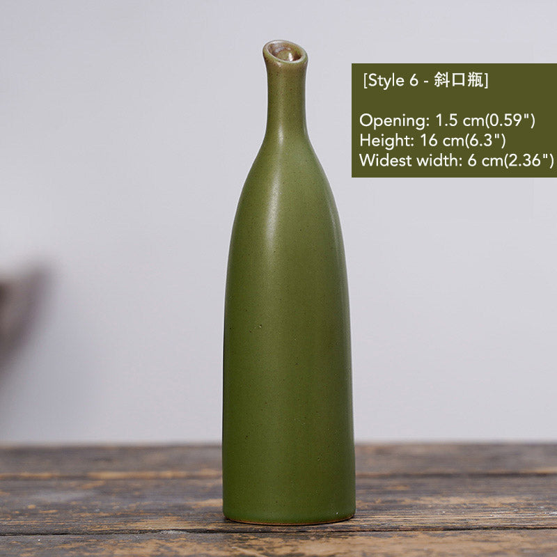 Vintage Distressed Ceramic Small Flower Vase Chinese Zen-style Vase Ornaments-10