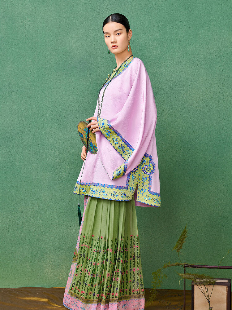 Bohemian Chinese Silk Mamianqun Horse-Face Skirt – Floral Print Wrap Skirt Women-07