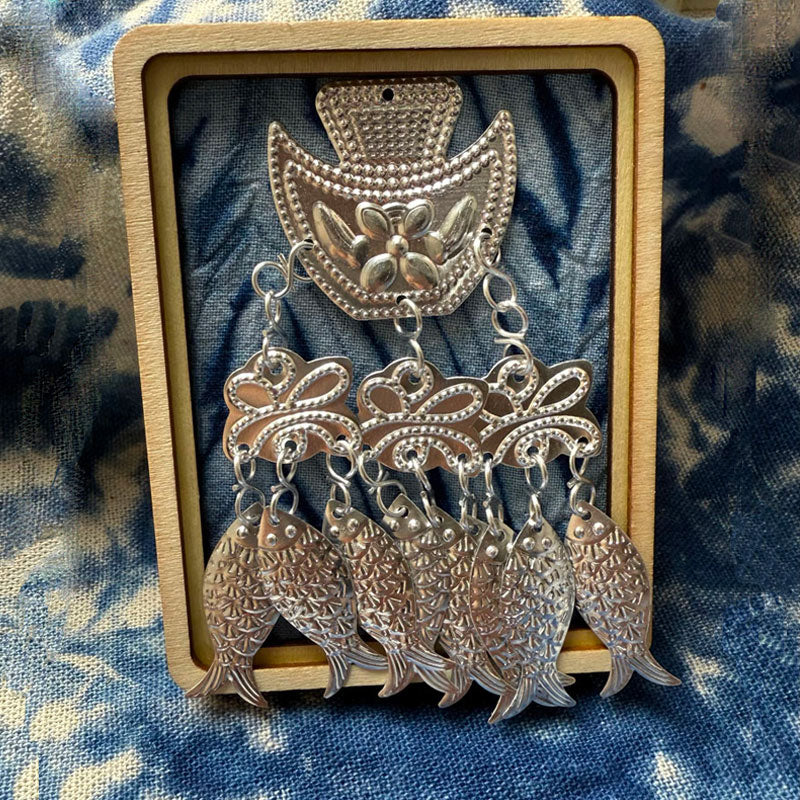 Guizhou Miao-Inspired Tie-Dye Alloy Fridge Magnet | Butterfly & Bell Motifs