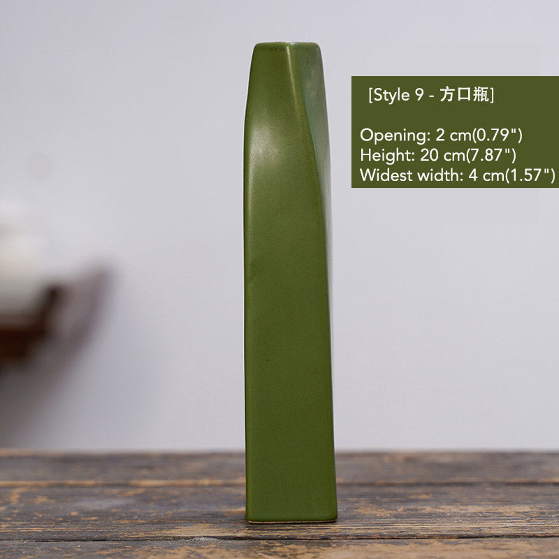 Vintage Distressed Ceramic Small Flower Vase Chinese Zen-style Vase Ornaments-13