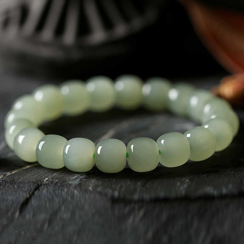 Natural Hetian Qing Jade Bracelet - Lake-Water Green Tone-07