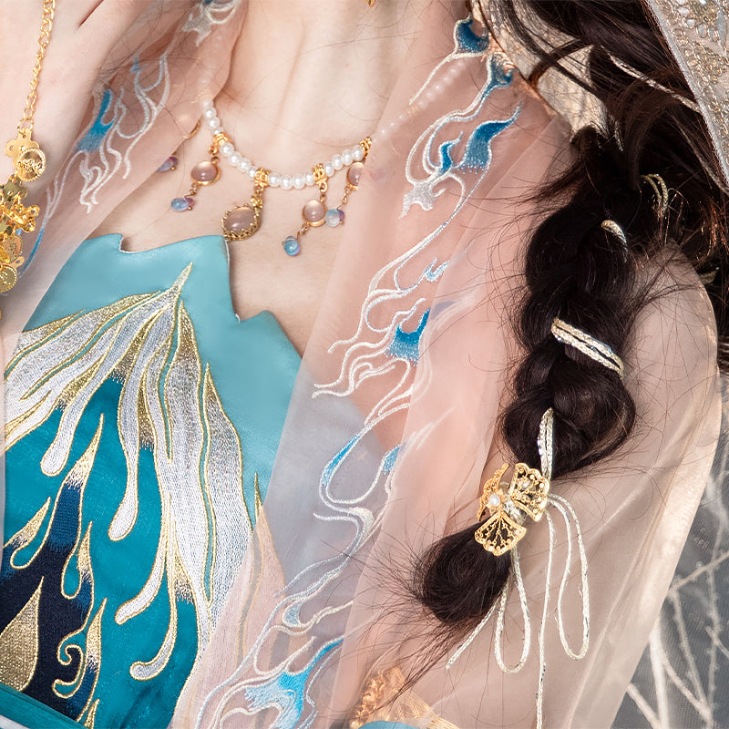 BlueDail Blue Sacred Fire Embroidery Hanfu Clothing Daily Wear(4Pcs)-04