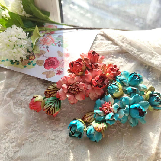 Accessoires de sac de charme de sac de grappe de fleurs en cuir tridimensionnel fait à la main