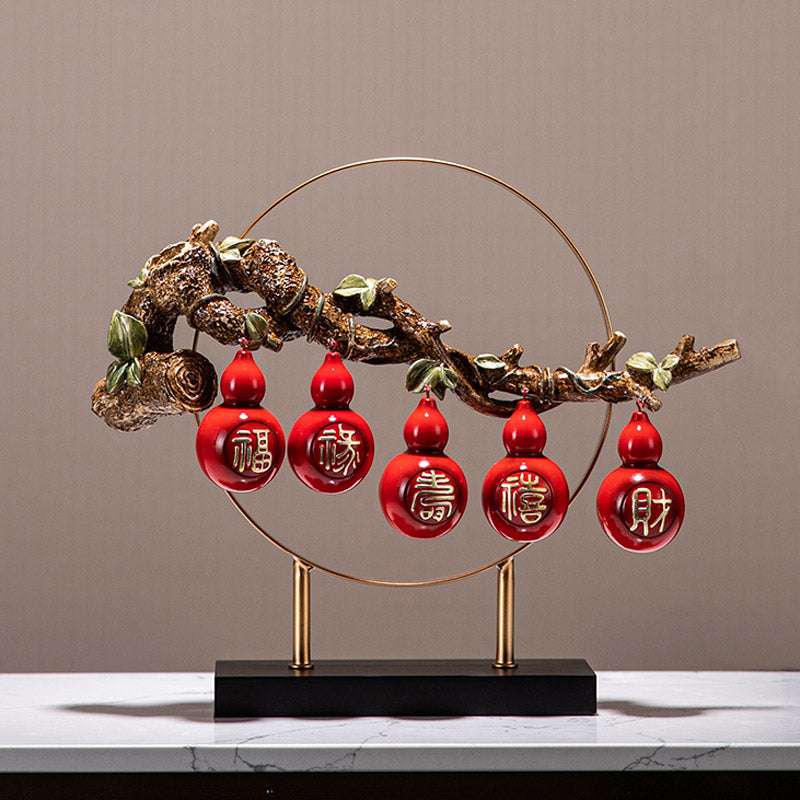 Fu, Lu, Shou, Xi, Cai – Cinq bénédictions, cinq gourdes, les cinq bénédictions viennent à la famille, décoration de table, cadeaux de pendaison de crémaillère.