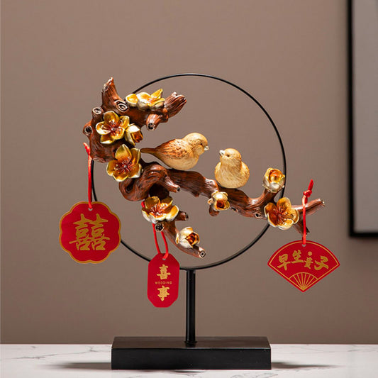 Magpies and Plum Blossom Ornament Table Decor Brides Wedding Gift