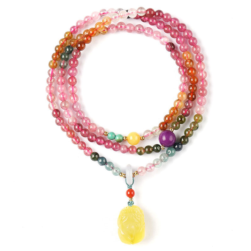 Pink Tourmaline Stacking Bracelet with Multi-Gemstone-01