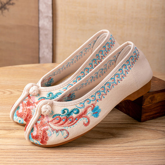 Chaussures décontractées brodées à motif Phoenix rétro pour femmes