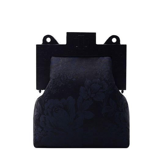 Sac à bandoulière en soie imprimé floral chinois rétro