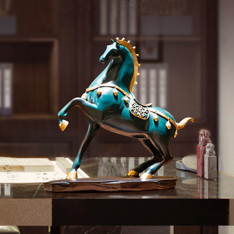 "Ma Dao Cheng Gong" Vintage Horse Sculpture Office Table Decor