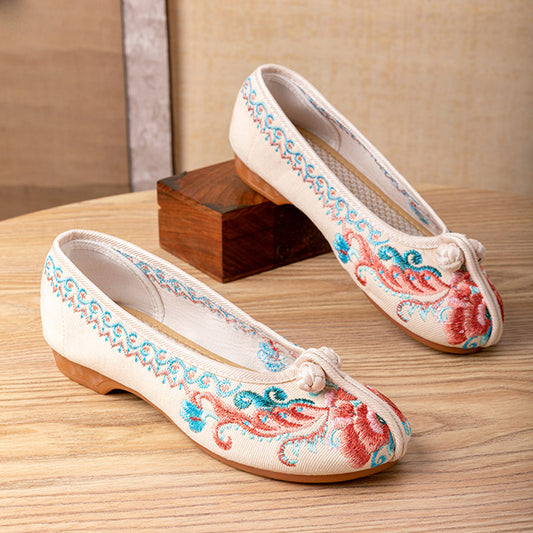 Chaussures décontractées brodées à motif Phoenix rétro pour femmes