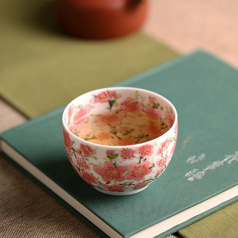 Jingdezhen Craftsman Hand-painted Pink Peach Blossom Tea Cup