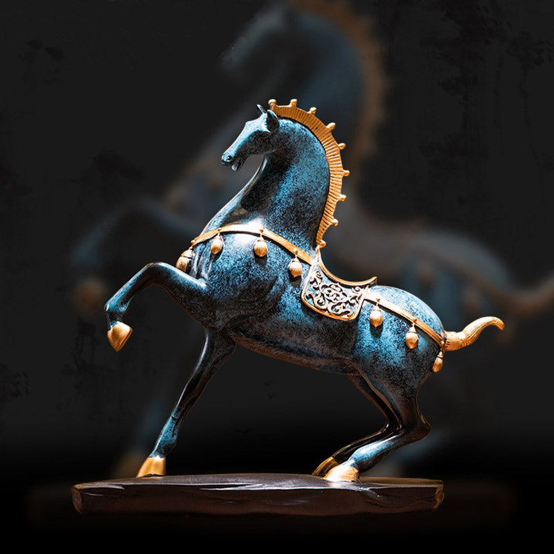 "Ma Dao Cheng Gong" Vintage Horse Sculpture Office Table Decor