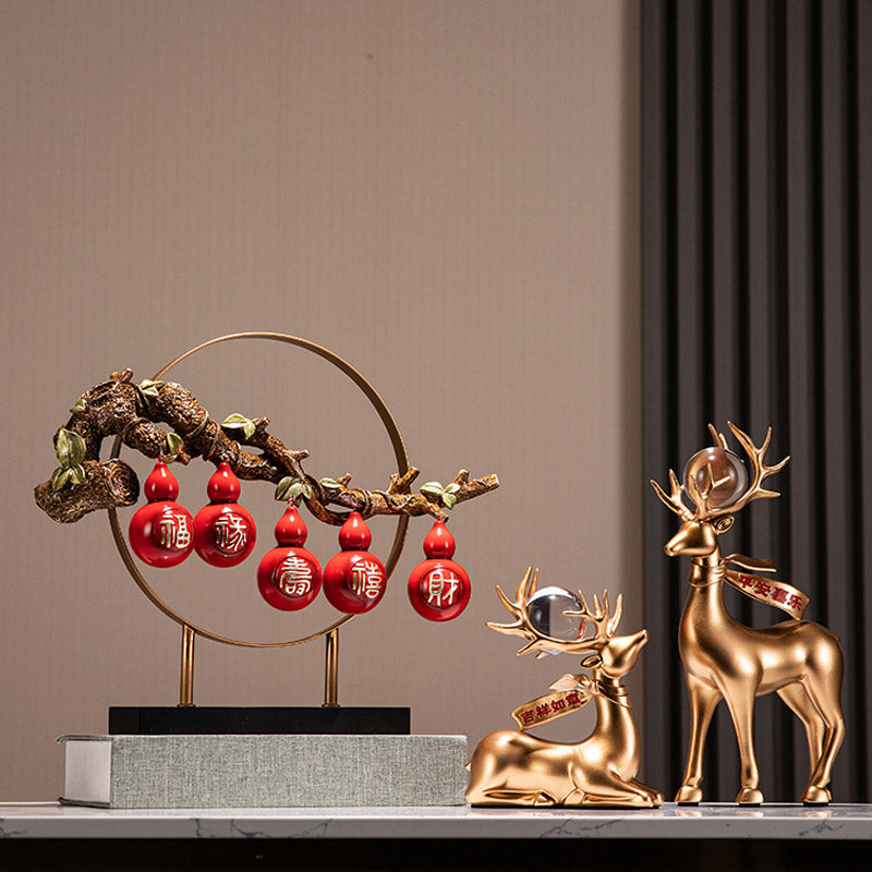 Fu, Lu, Shou, Xi, Cai – Cinq bénédictions, cinq gourdes, les cinq bénédictions viennent à la famille, décoration de table, cadeaux de pendaison de crémaillère.