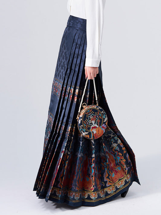 Dunhuang Feitian Pattern Yarn-dyed Jacquard Cloth Horse Face Skirt Morden Hanfu Skirt-01