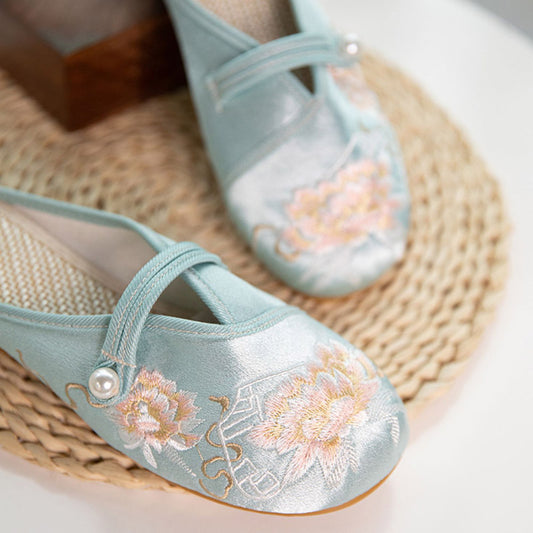 Pantoufles de chaussures brodées de fleurs de style chinois vintage