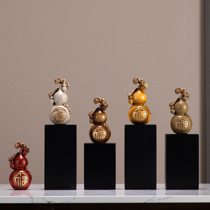Creative Gourd Statues Small Gourd Home Decor Chinese Style Hulu Figurine Decorative Ornaments for Office and Cabinets
