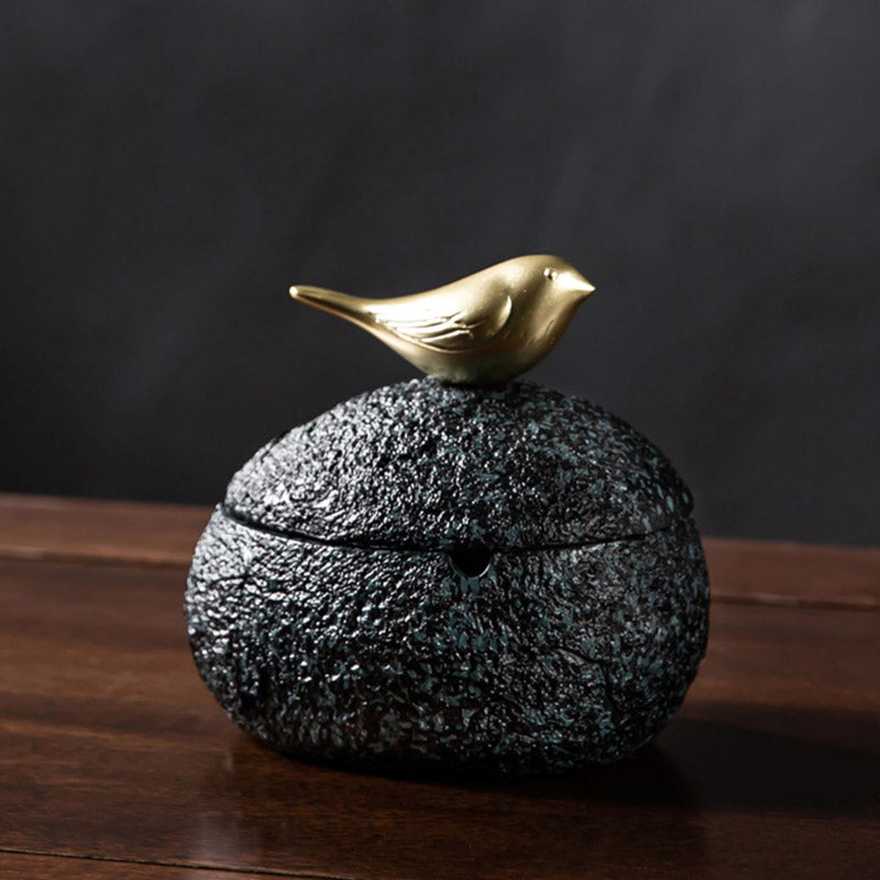 Nouveau Cendrier de Style Zen chinois avec cendrier décoratif d'oiseau avec couvercle