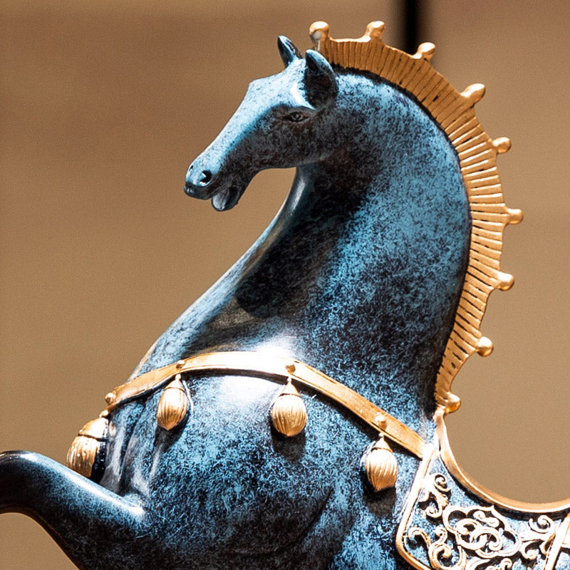 "Ma Dao Cheng Gong" Vintage Horse Sculpture Office Table Decor