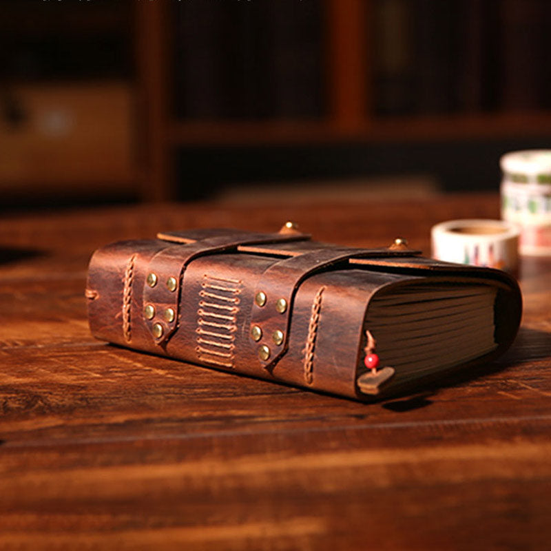 Journal en cuir vintage cousu à la main, carnet de voyage de 480 pages
