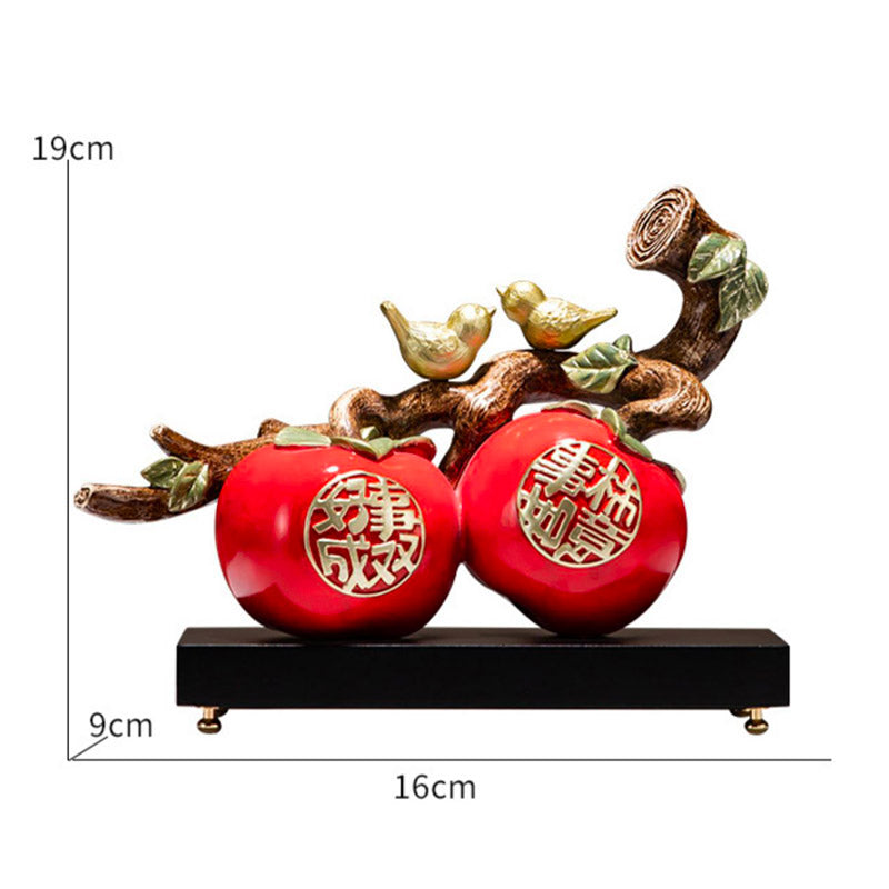 Deux oiseaux perchés sur une branche d'arbre kaki - Les bonnes choses viennent par paires Ornement kaki Décoration de table Cadeau de pendaison de crémaillère
