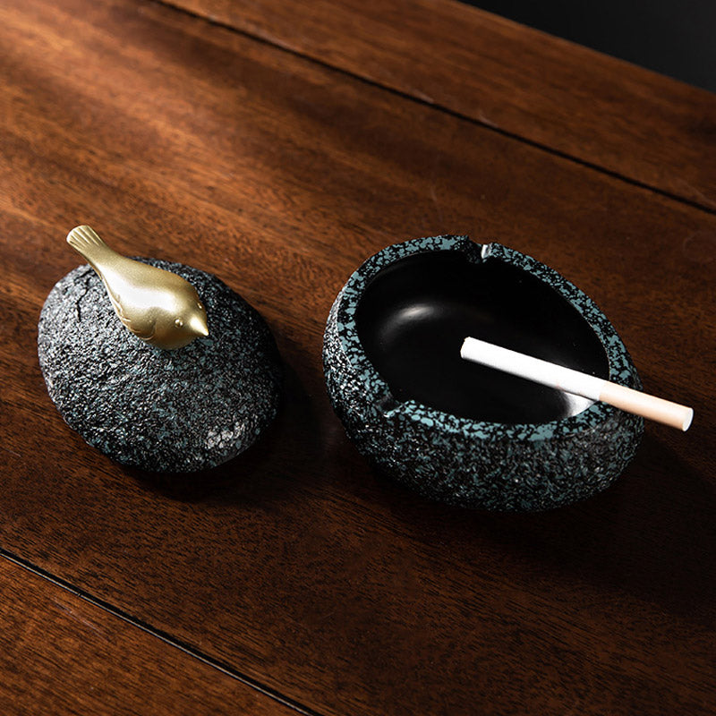 Nouveau Cendrier de Style Zen chinois avec cendrier décoratif d'oiseau avec couvercle