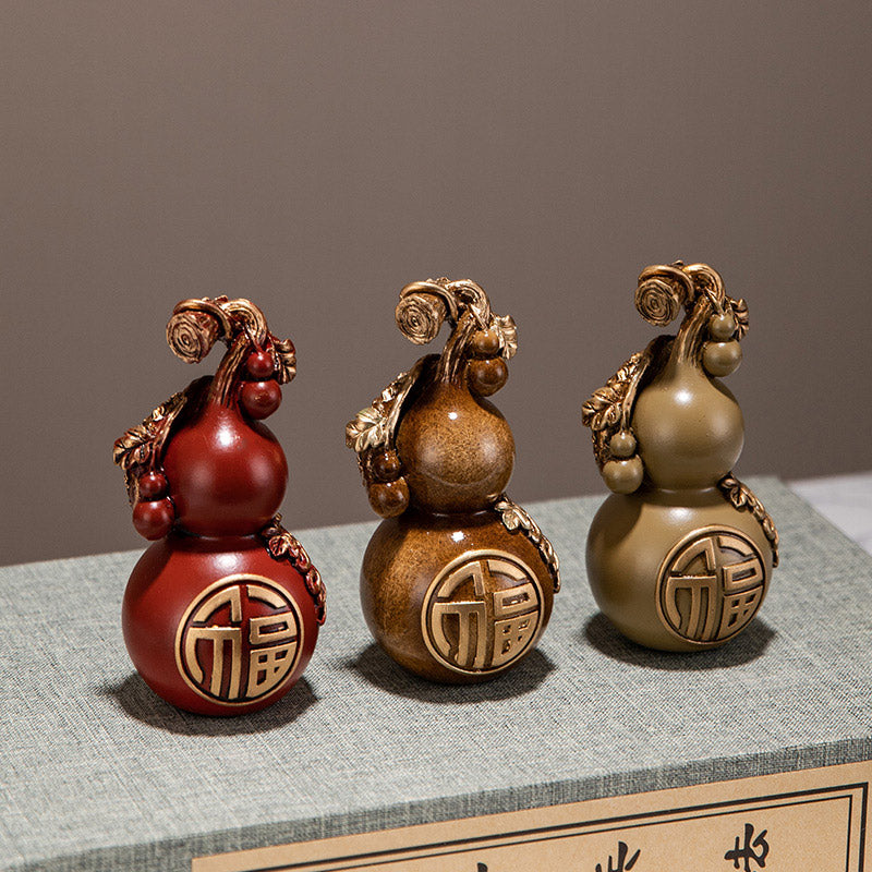 Creative Gourd Statues Small Gourd Home Decor Chinese Style Hulu Figurine Decorative Ornaments for Office and Cabinets