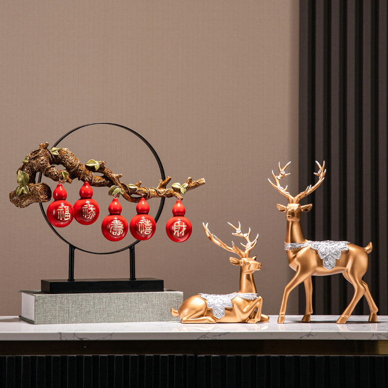 Fu, Lu, Shou, Xi, Cai – Cinq bénédictions, cinq gourdes, les cinq bénédictions viennent à la famille, décoration de table, cadeaux de pendaison de crémaillère.