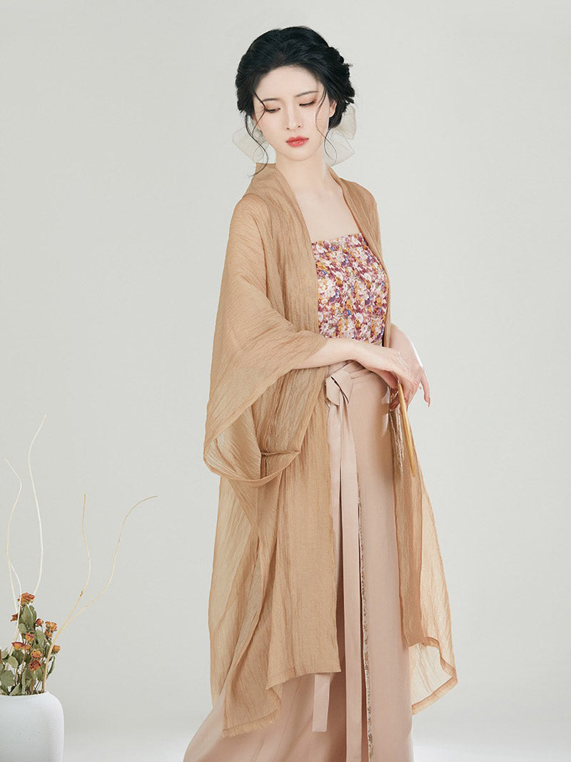 Bloom in a Dream – Khakifarbenes Rock-Set im chinesischen Stil